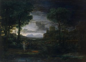 Landschaft mit Jakob, der mit dem Engel kämpft (Nacht) von Claude Lorrain